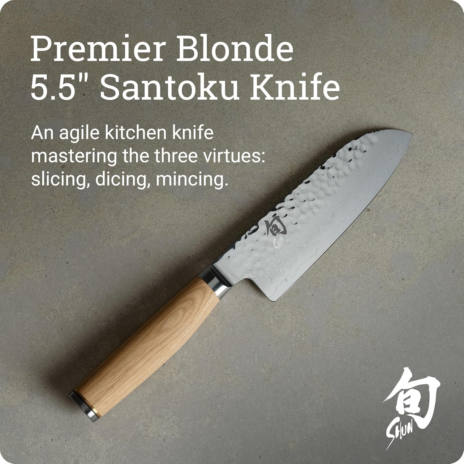 image:imageShun Premier Blonde 7 Santoku Knife Handcrafted and HandSharpened Japanese All Purpose Knife VGMAX Core with Damascus Stainless Steel Cladding Pakkawood Handle Versatile Japanese Cutting ToolBlonde