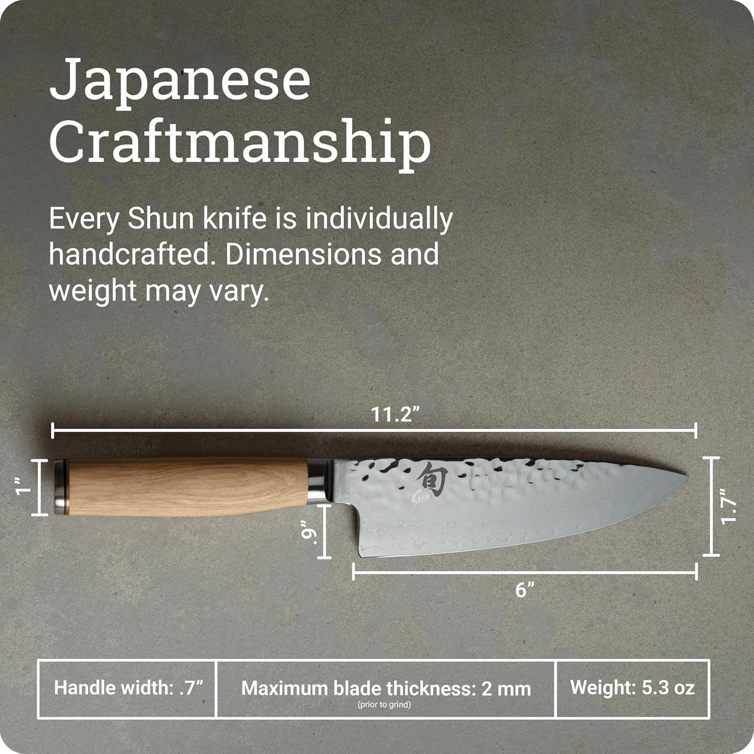 image:imageShun Premier Blonde 8 Chefs Knife Handcrafted Japanese Kitchen Knife for Professional and Home Chefs VGMAX Core with Damascus Stainless Steel Cladding Pakkawood HandleBlonde