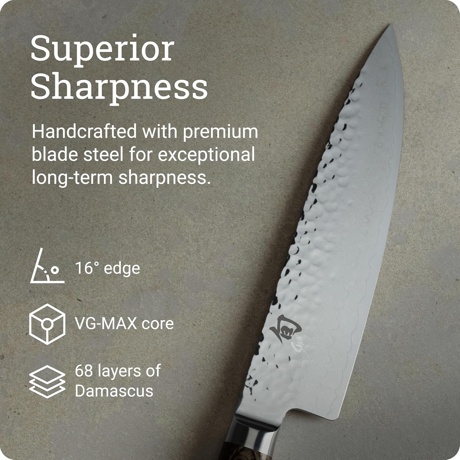 image:imageShun Premier Blonde 8 Chefs Knife Handcrafted Japanese Kitchen Knife for Professional and Home Chefs VGMAX Core with Damascus Stainless Steel Cladding Pakkawood HandleBrown