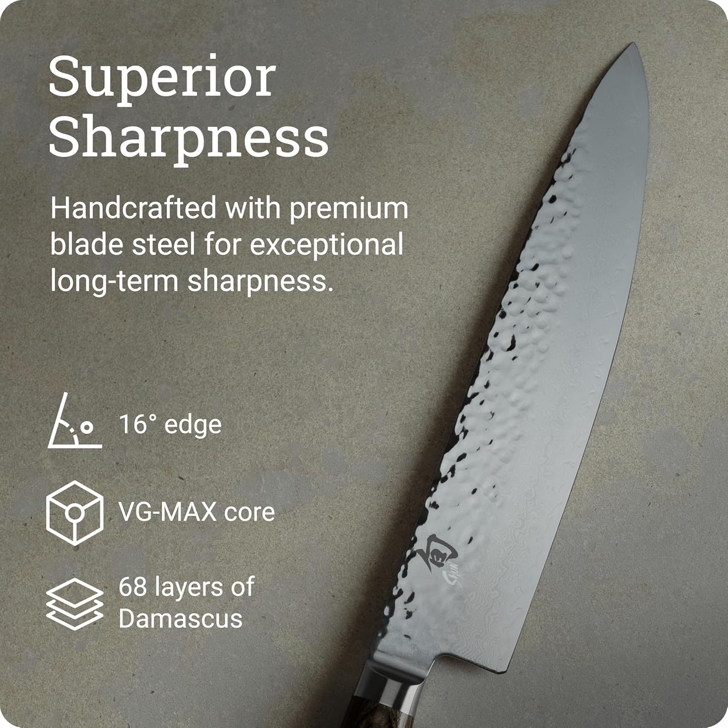 image:imageShun Premier Blonde 8 Chefs Knife Handcrafted Japanese Kitchen Knife for Professional and Home Chefs VGMAX Core with Damascus Stainless Steel Cladding Pakkawood HandleBrown