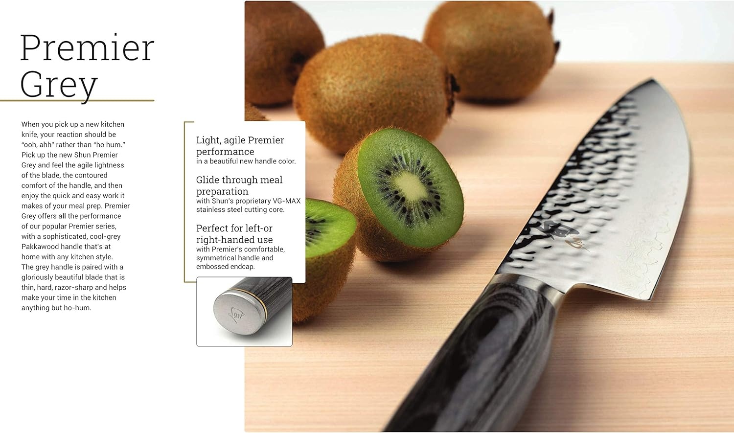 image:imageShun Premier Blonde 8 Chefs Knife Handcrafted Japanese Kitchen Knife for Professional and Home Chefs VGMAX Core with Damascus Stainless Steel Cladding Pakkawood HandleGray