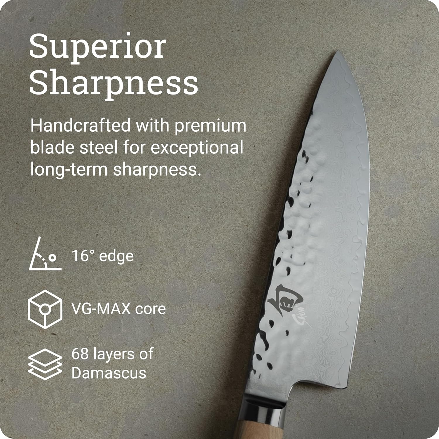 image:imageShun Premier Blonde 8 Chefs Knife Handcrafted Japanese Kitchen Knife for Professional and Home Chefs VGMAX Core with Damascus Stainless Steel Cladding Pakkawood HandleBlonde