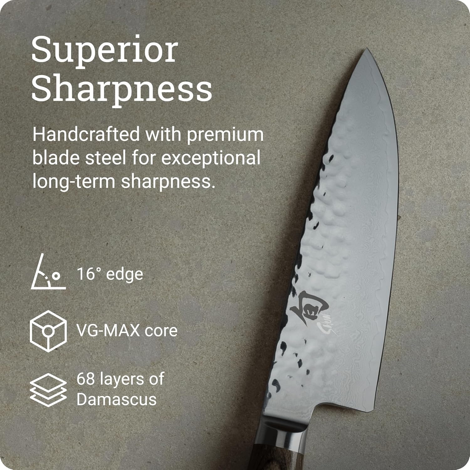image:imageShun Premier Blonde 8 Chefs Knife Handcrafted Japanese Kitchen Knife for Professional and Home Chefs VGMAX Core with Damascus Stainless Steel Cladding Pakkawood HandleBrown