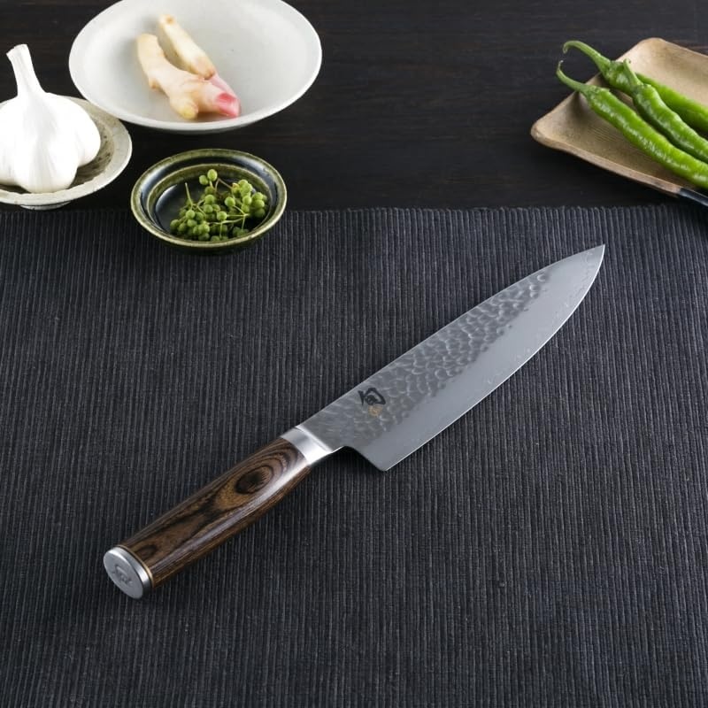 image:imageShun Premier Blonde 8 Chefs Knife Handcrafted Japanese Kitchen Knife for Professional and Home Chefs VGMAX Core with Damascus Stainless Steel Cladding Pakkawood HandleBrown