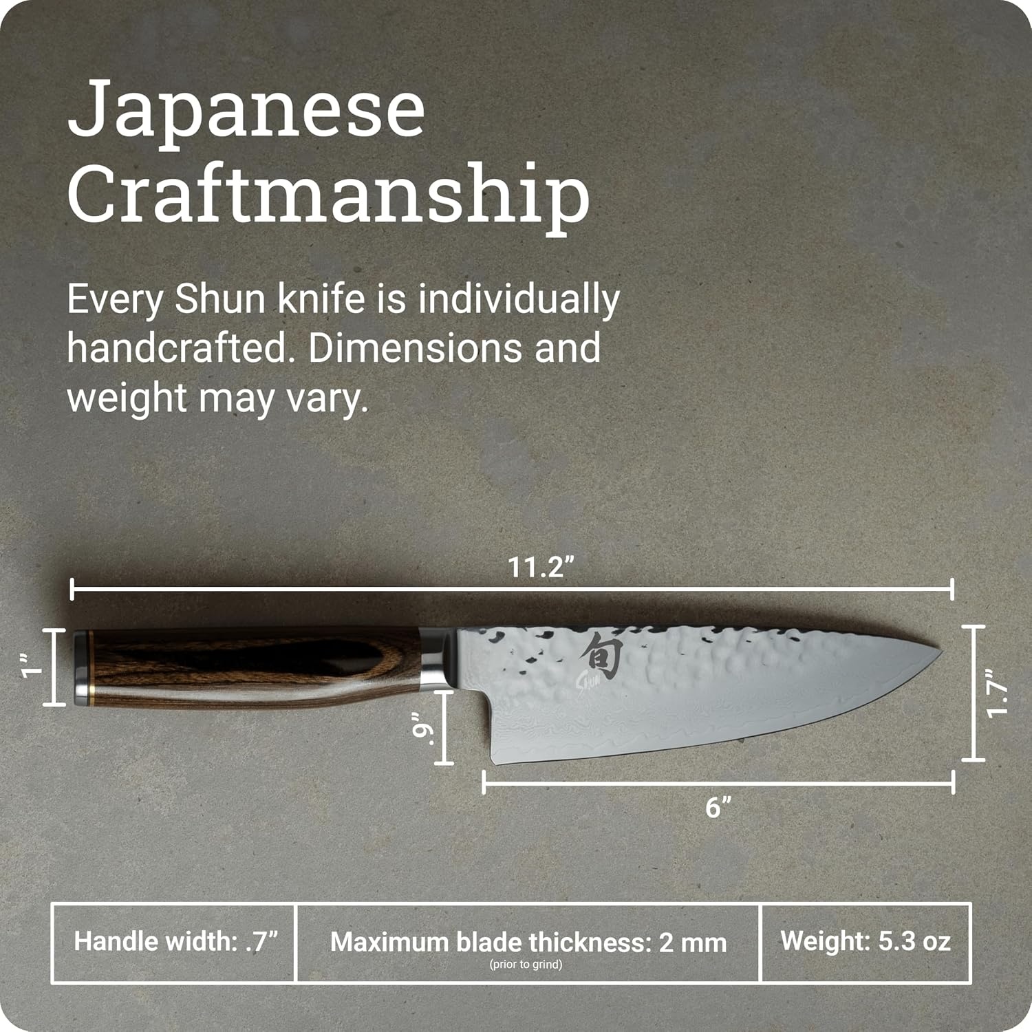 image:imageShun Premier Blonde 8 Chefs Knife Handcrafted Japanese Kitchen Knife for Professional and Home Chefs VGMAX Core with Damascus Stainless Steel Cladding Pakkawood HandleBrown