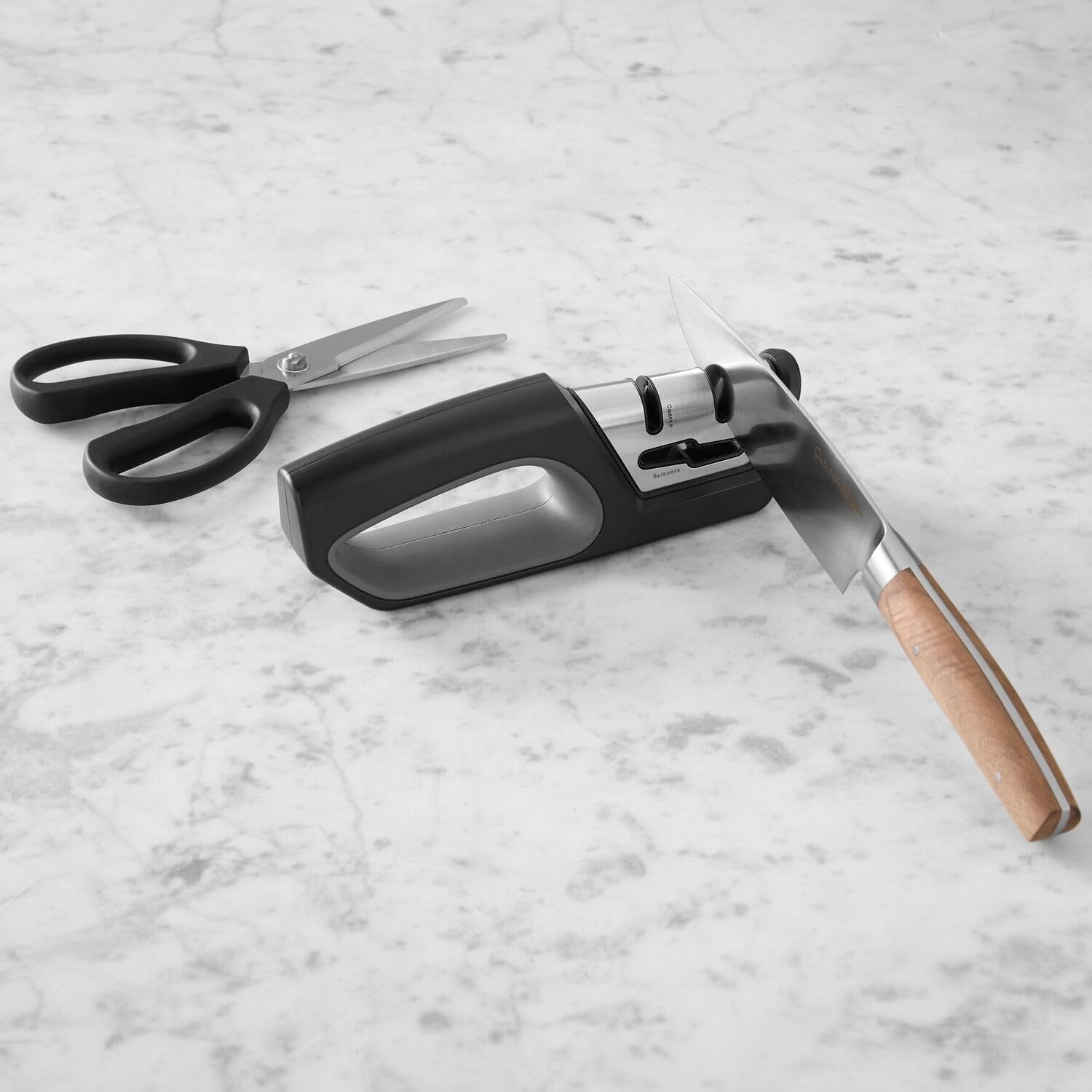 image:imageSur La Table 2Stage Knife amp Scissor Sharpener TwoStage PullThrough Sharpener for Quick Kitchen Knife and Scissor Maintenance