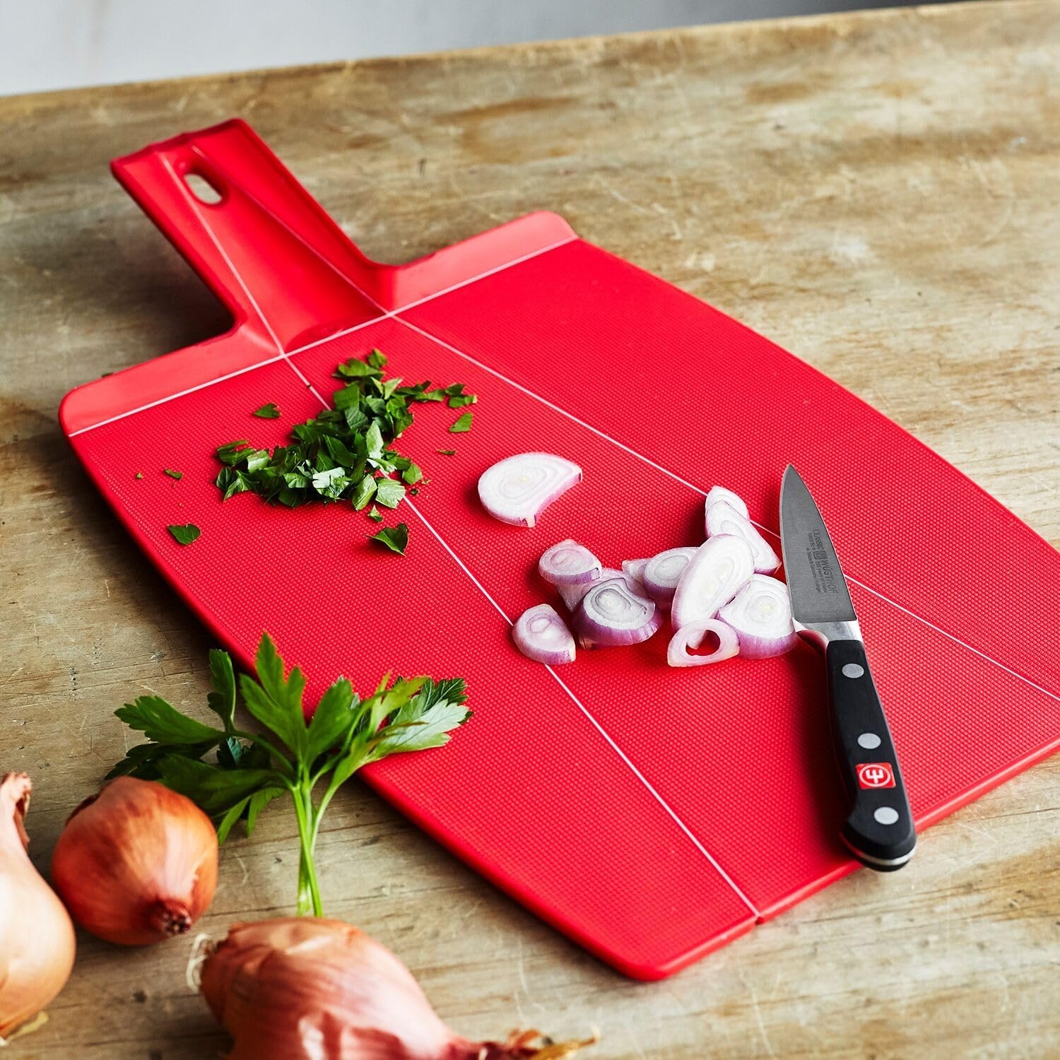 image:imageSur La Table Prep amp Pour Cutting Board Black Flexible Board with Folding Chute for Easy Transfer of Chopped IngredientsBlack
