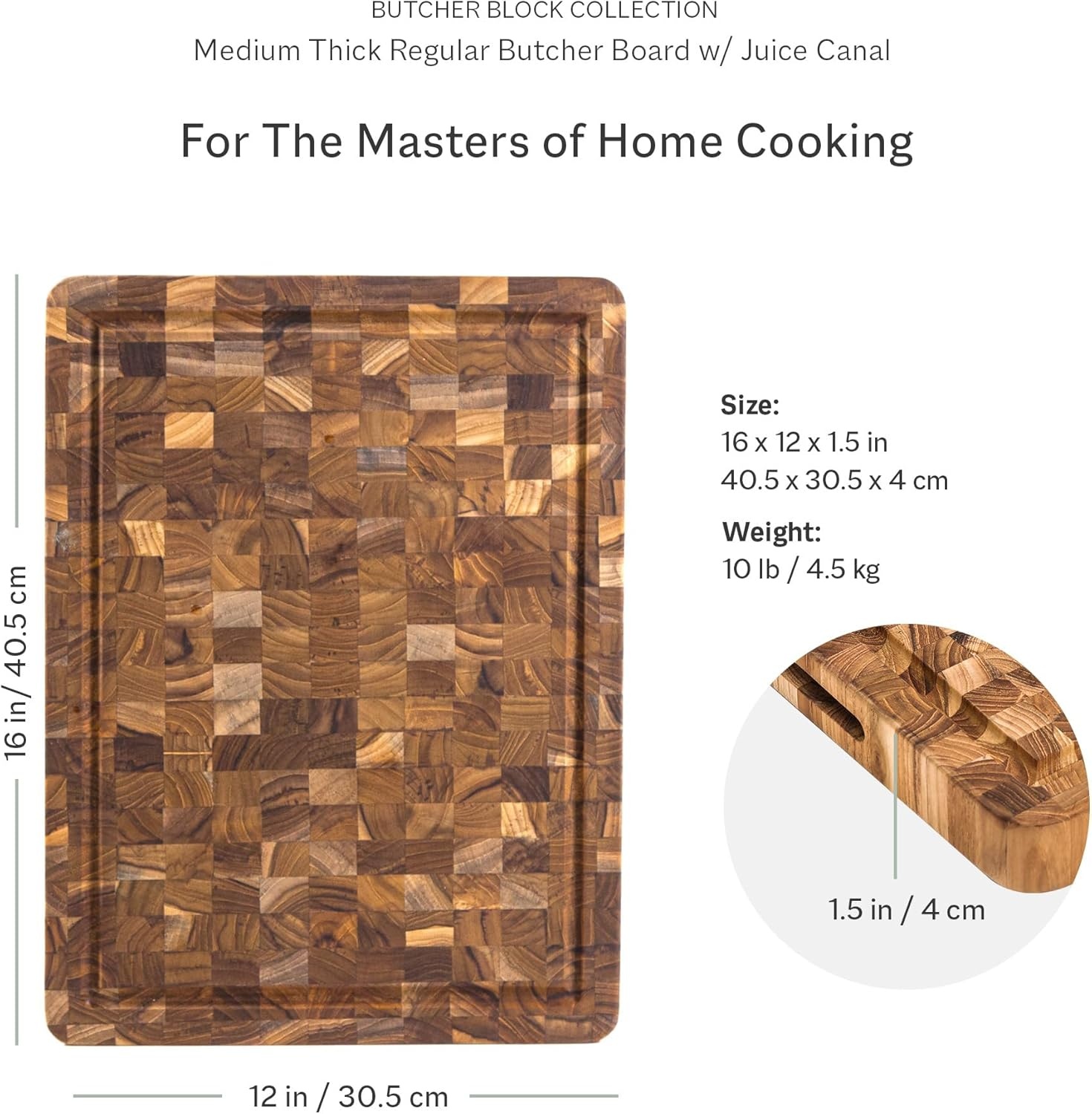image:imageTeakhaus Butcher Block Cutting Board Extra Large Wooden Cutting Board Holiday Gift Ideas for Men and Women GiftReady End Grain Wood Knife Friendly FSC CertifiedWith Juice Groove