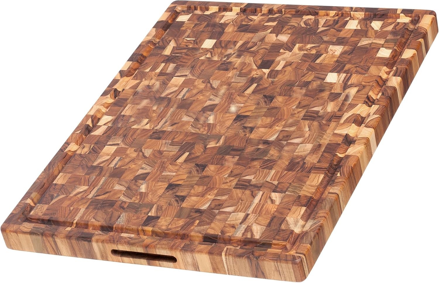 image:imageTeakhaus Butcher Block Cutting Board Extra Large Wooden Cutting Board Holiday Gift Ideas for Men and Women GiftReady End Grain Wood Knife Friendly FSC CertifiedWith Juice Groove