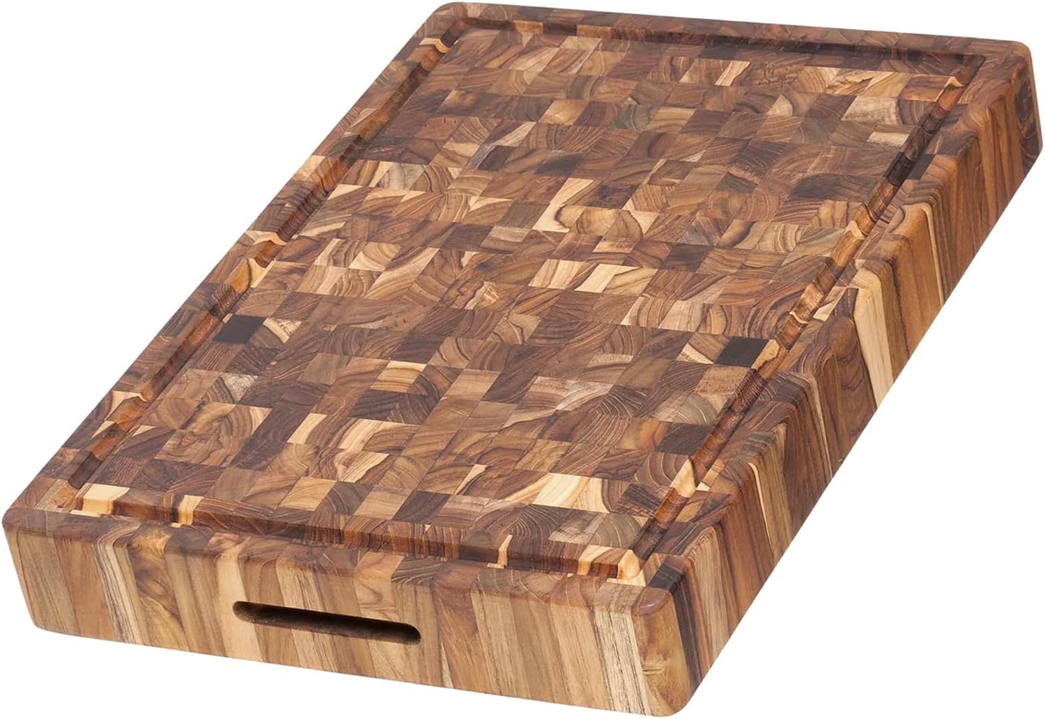 image:imageTeakhaus Butcher Block Cutting Board Extra Large Wooden Cutting Board Holiday Gift Ideas for Men and Women GiftReady End Grain Wood Knife Friendly FSC CertifiedWith Juice Groove