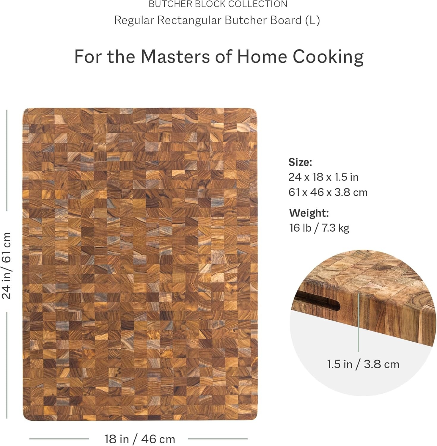 image:imageTeakhaus Butcher Block Cutting Board Extra Large Wooden Cutting Board Holiday Gift Ideas for Men and Women GiftReady End Grain Wood Knife Friendly FSC CertifiedWithout Juice Groove