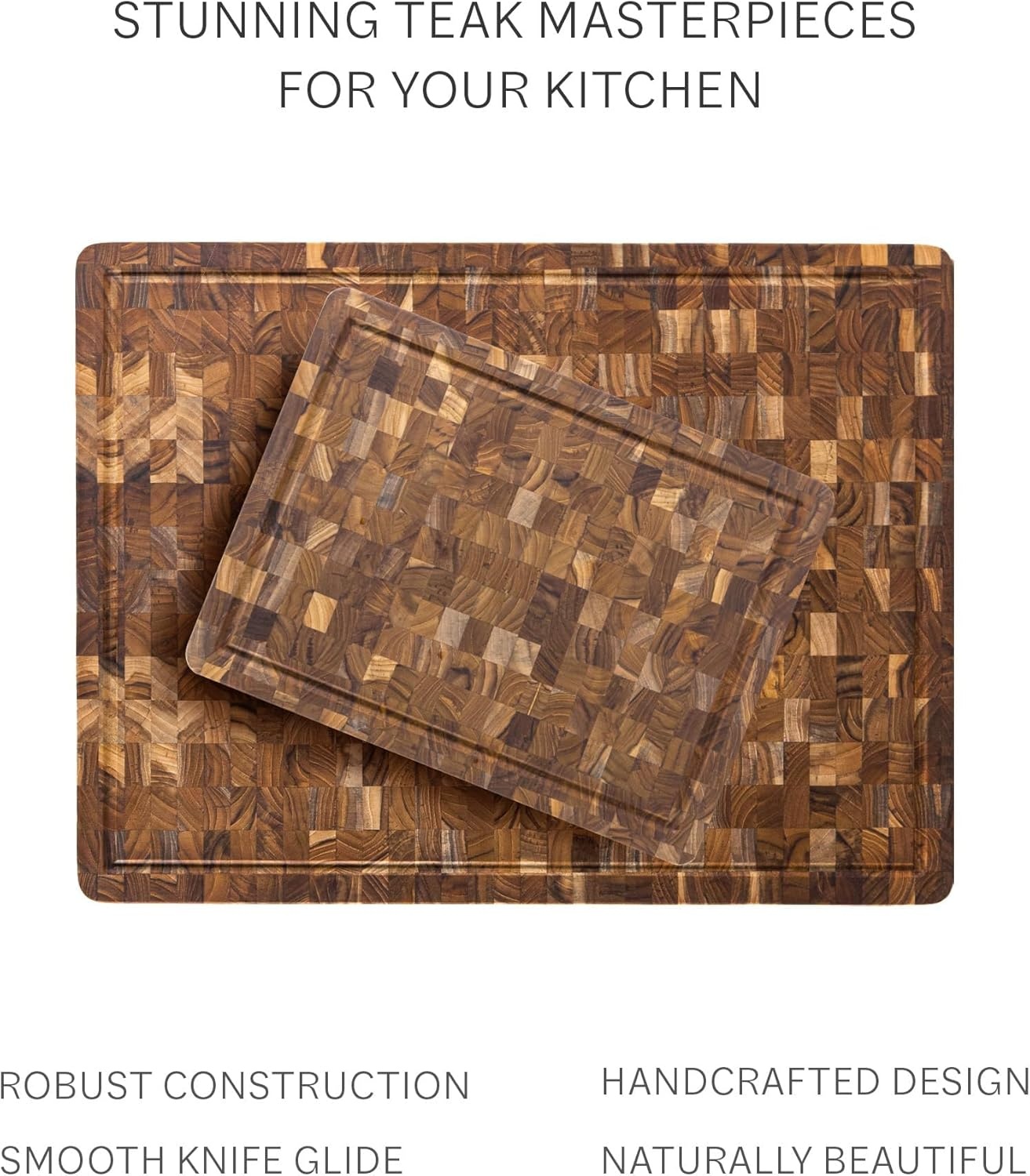 image:imageTeakhaus Butcher Block Cutting Board Extra Large Wooden Cutting Board Holiday Gift Ideas for Men and Women GiftReady End Grain Wood Knife Friendly FSC CertifiedWith Juice Groove