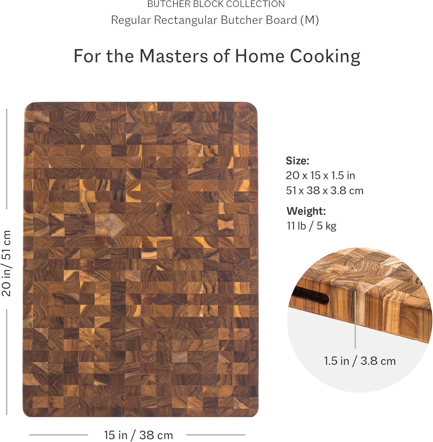 image:imageTeakhaus Butcher Block Cutting Board Extra Large Wooden Cutting Board Holiday Gift Ideas for Men and Women GiftReady End Grain Wood Knife Friendly FSC CertifiedWithout Juice Groove