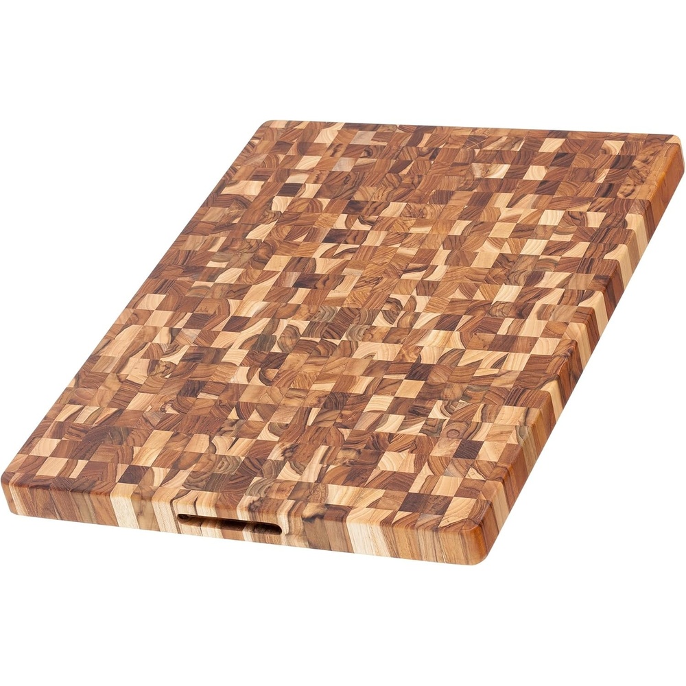 image:imageTeakhaus Butcher Block Cutting Board Extra Large Wooden Cutting Board Holiday Gift Ideas for Men and Women GiftReady End Grain Wood Knife Friendly FSC CertifiedWithout Juice Groove