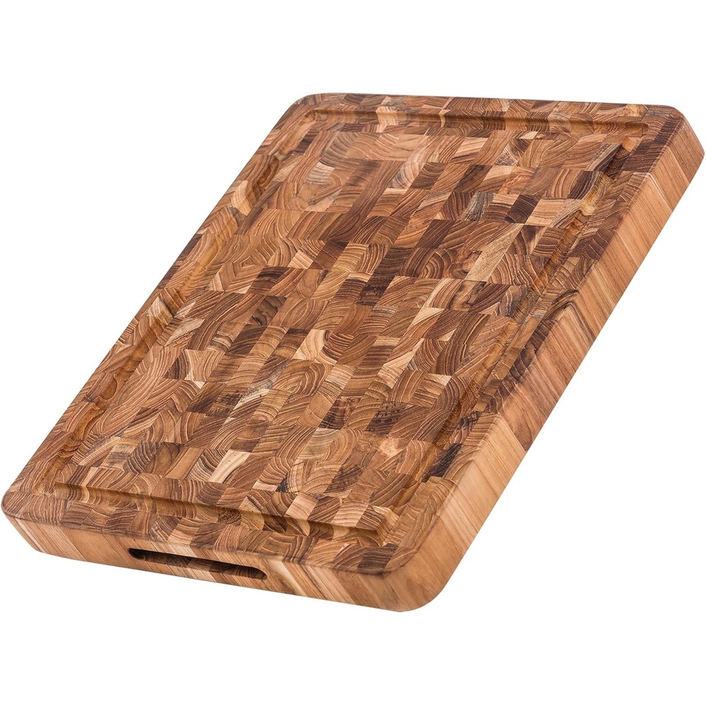 image:imageTeakhaus Butcher Block Cutting Board Extra Large Wooden Cutting Board Holiday Gift Ideas for Men and Women GiftReady End Grain Wood Knife Friendly FSC CertifiedWith Juice Groove