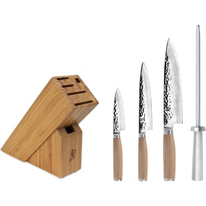 image:imageShun Premier Blonde 5 Piece Starter Block Set Includes 8 Chefs 4 Paring 65 Utility Knives Honing Steel amp Bamboo Knife Block Handcrafted Japanese Knife Set Pakkawood HandlesBlonde