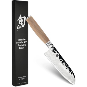 image:imageShun Premier Blonde 7 Santoku Knife Handcrafted and HandSharpened Japanese All Purpose Knife VGMAX Core with Damascus Stainless Steel Cladding Pakkawood Handle Versatile Japanese Cutting ToolBlonde