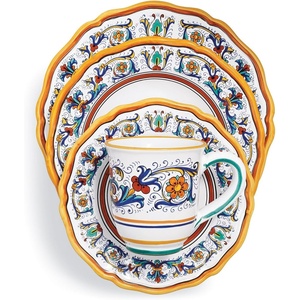 image:imageSur La Table Nova Deruta 16 Piece Ceramic Dinnerware Set Italian Inspired Floral Designed Mugs Dinner Plates Salad Plates and Bowls Service for 4