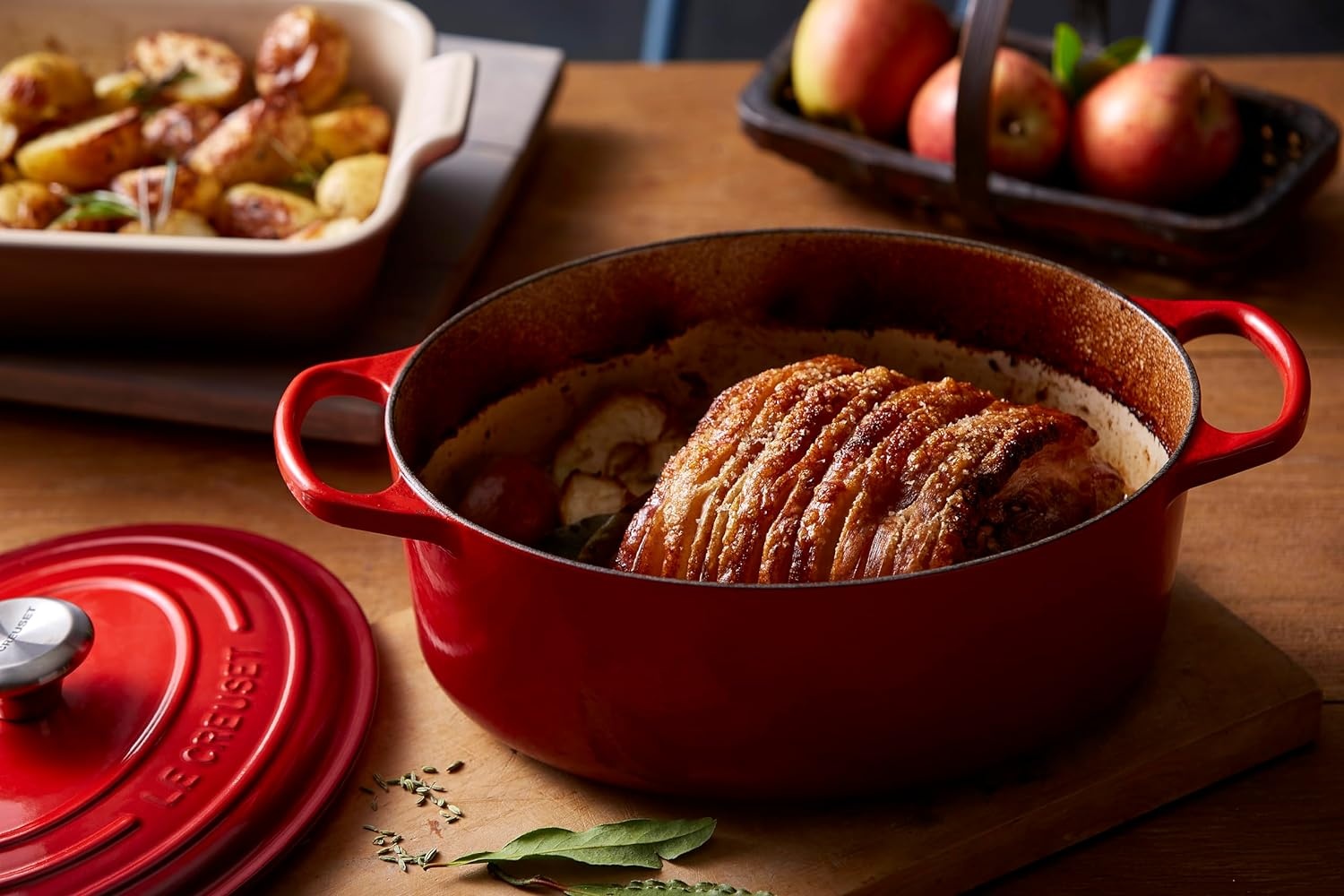image:imageLe Creuset Enameled Cast Iron Signature Oval Dutch Oven 8 qt WhiteCerise