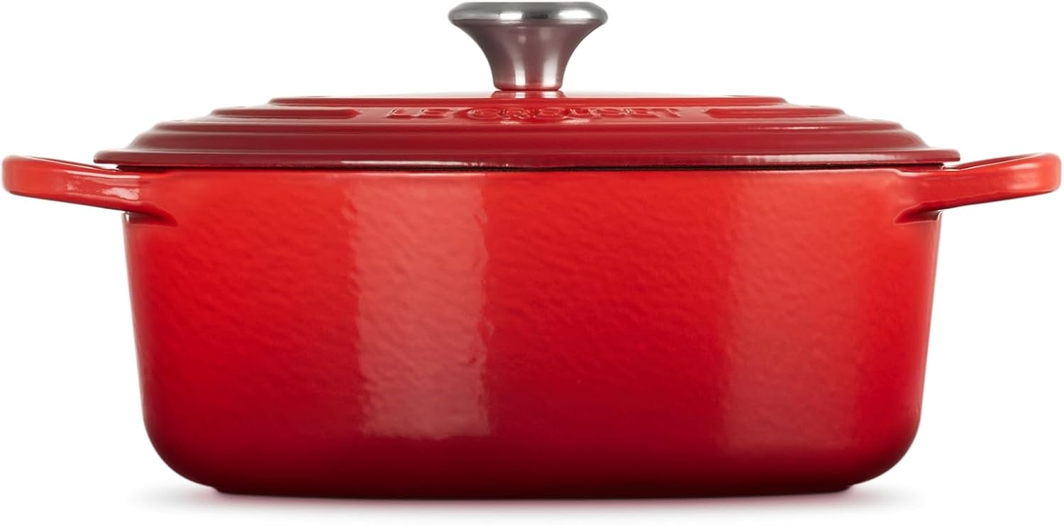image:imageLe Creuset Enameled Cast Iron Signature Oval Dutch Oven 8 qt WhiteCerise