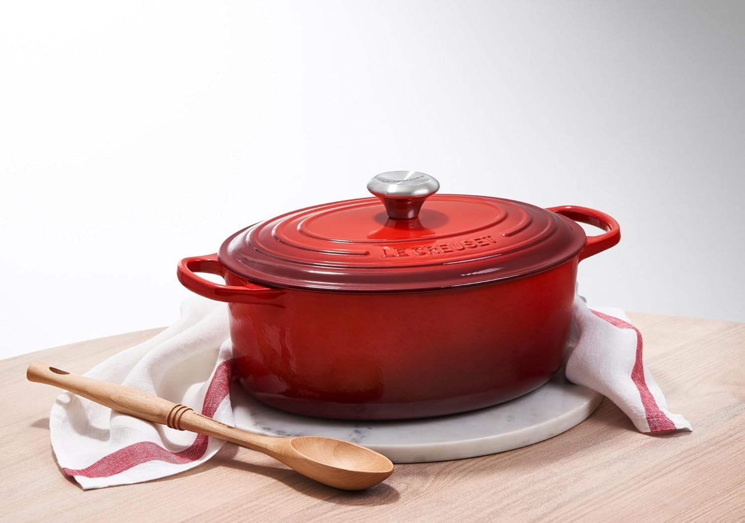 image:imageLe Creuset Enameled Cast Iron Signature Oval Dutch Oven 8 qt WhiteCerise