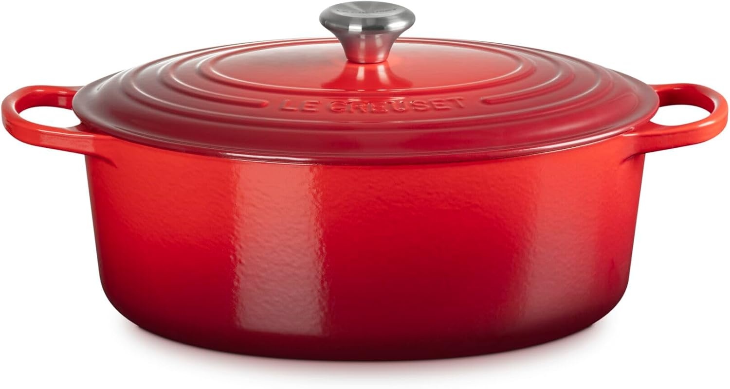 image:imageLe Creuset Enameled Cast Iron Signature Oval Dutch Oven 8 qt WhiteCerise