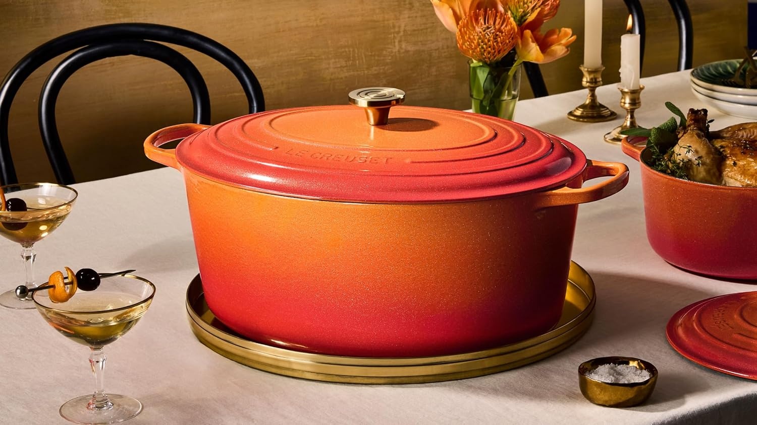 image:imageLe Creuset Enameled Cast Iron Signature Oval Dutch Oven 8 qt WhiteFlamme Doree