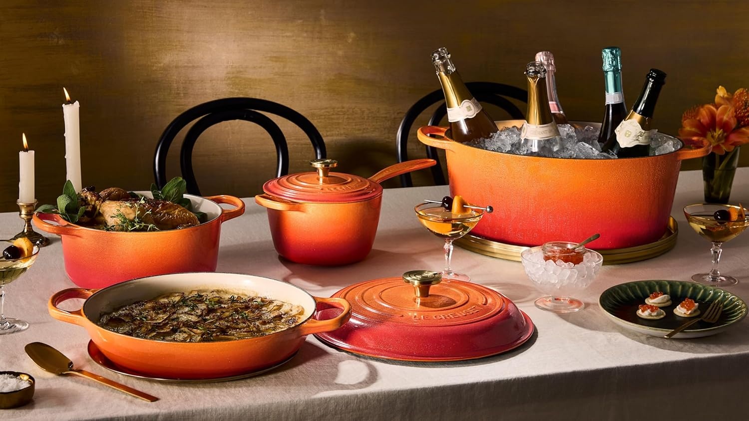 image:imageLe Creuset Enameled Cast Iron Signature Oval Dutch Oven 8 qt WhiteFlamme Doree