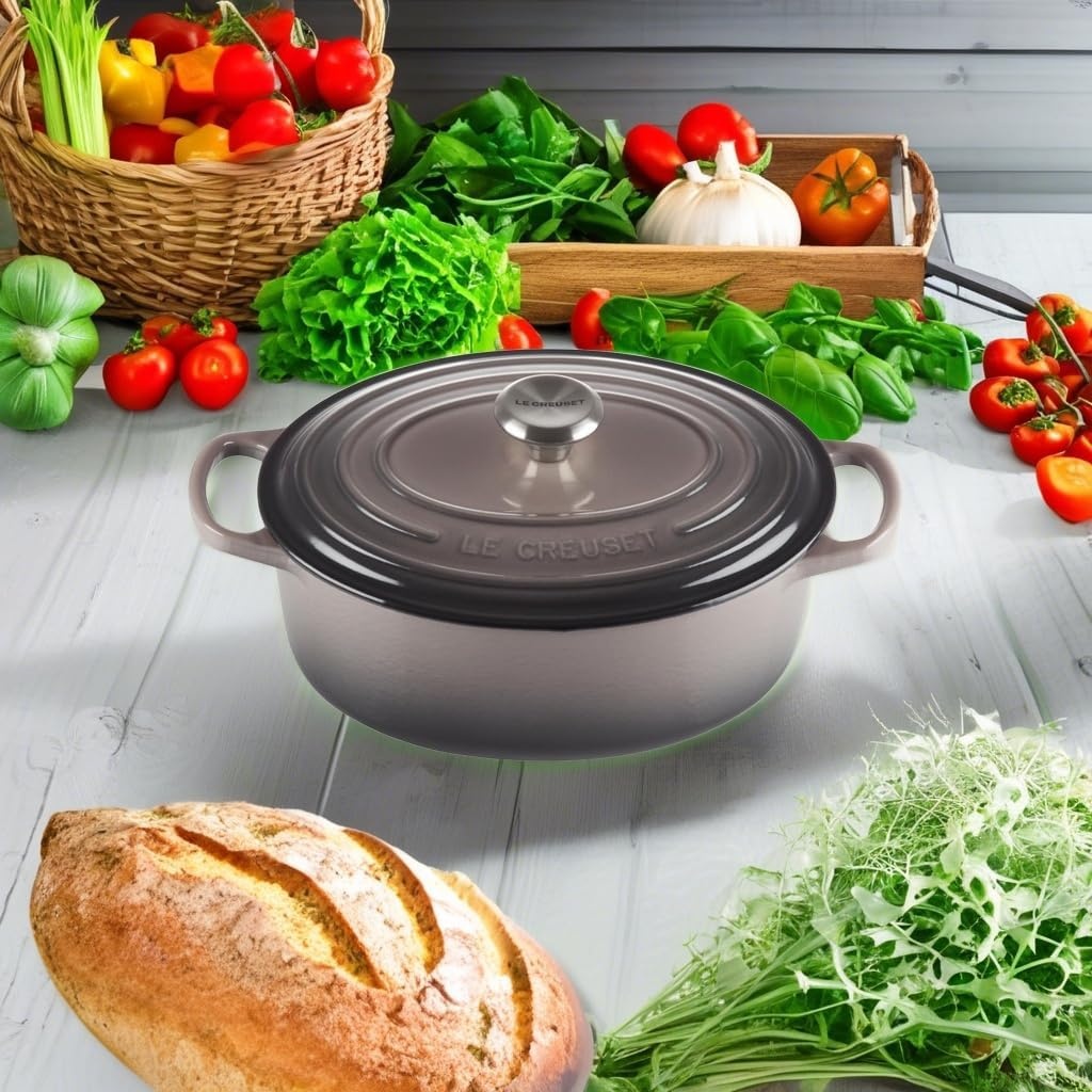 image:imageLe Creuset Enameled Cast Iron Signature Oval Dutch Oven 8 qt WhiteOyster