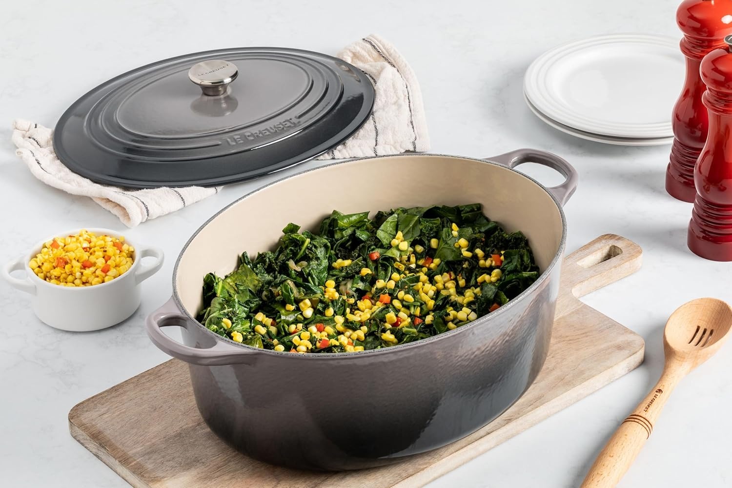 image:imageLe Creuset Enameled Cast Iron Signature Oval Dutch Oven 8 qt WhiteOyster