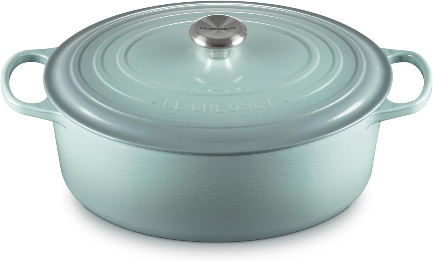 image:imageLe Creuset Enameled Cast Iron Signature Oval Dutch Oven 8 qt WhiteSea Salt