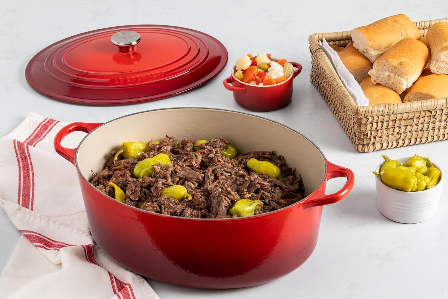 image:imageLe Creuset Enameled Cast Iron Signature Oval Dutch Oven 8 qt WhiteSea Salt