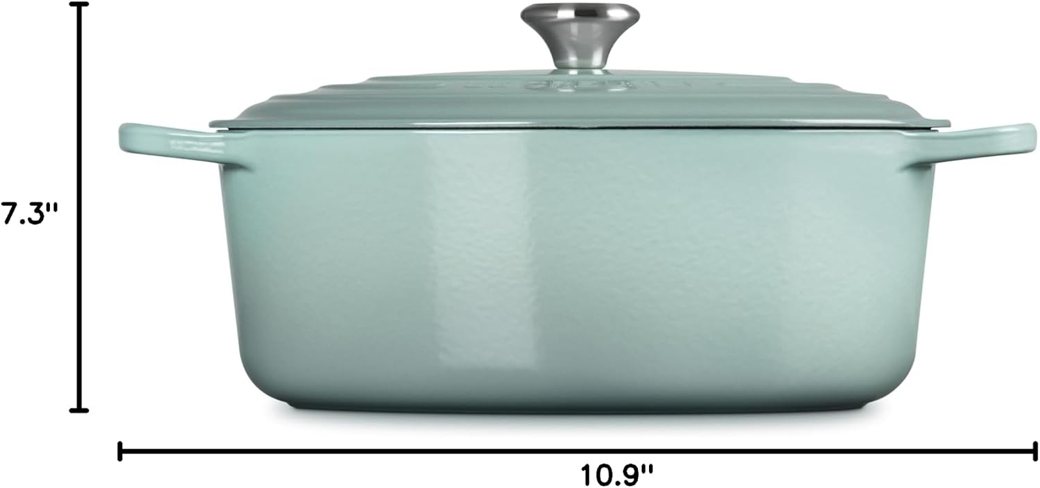 image:imageLe Creuset Enameled Cast Iron Signature Oval Dutch Oven 8 qt WhiteSea Salt