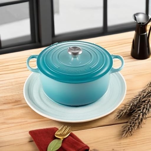 image:imageLe Creuset Enameled Cast Iron Signature Round Dutch Oven 725 qt ArtichautCaribbean