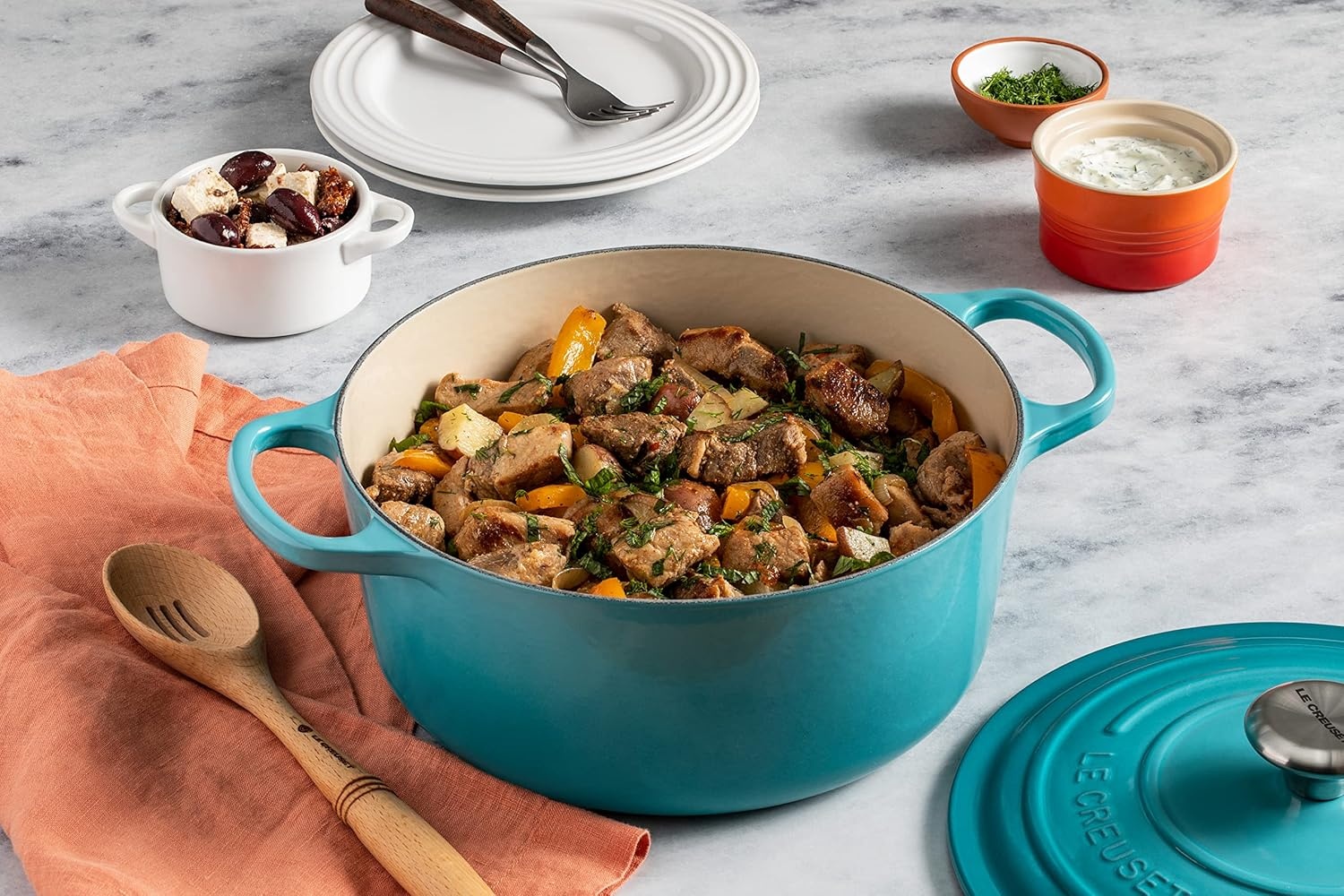 image:imageLe Creuset Enameled Cast Iron Signature Round Dutch Oven 725 qt ArtichautCaribbean