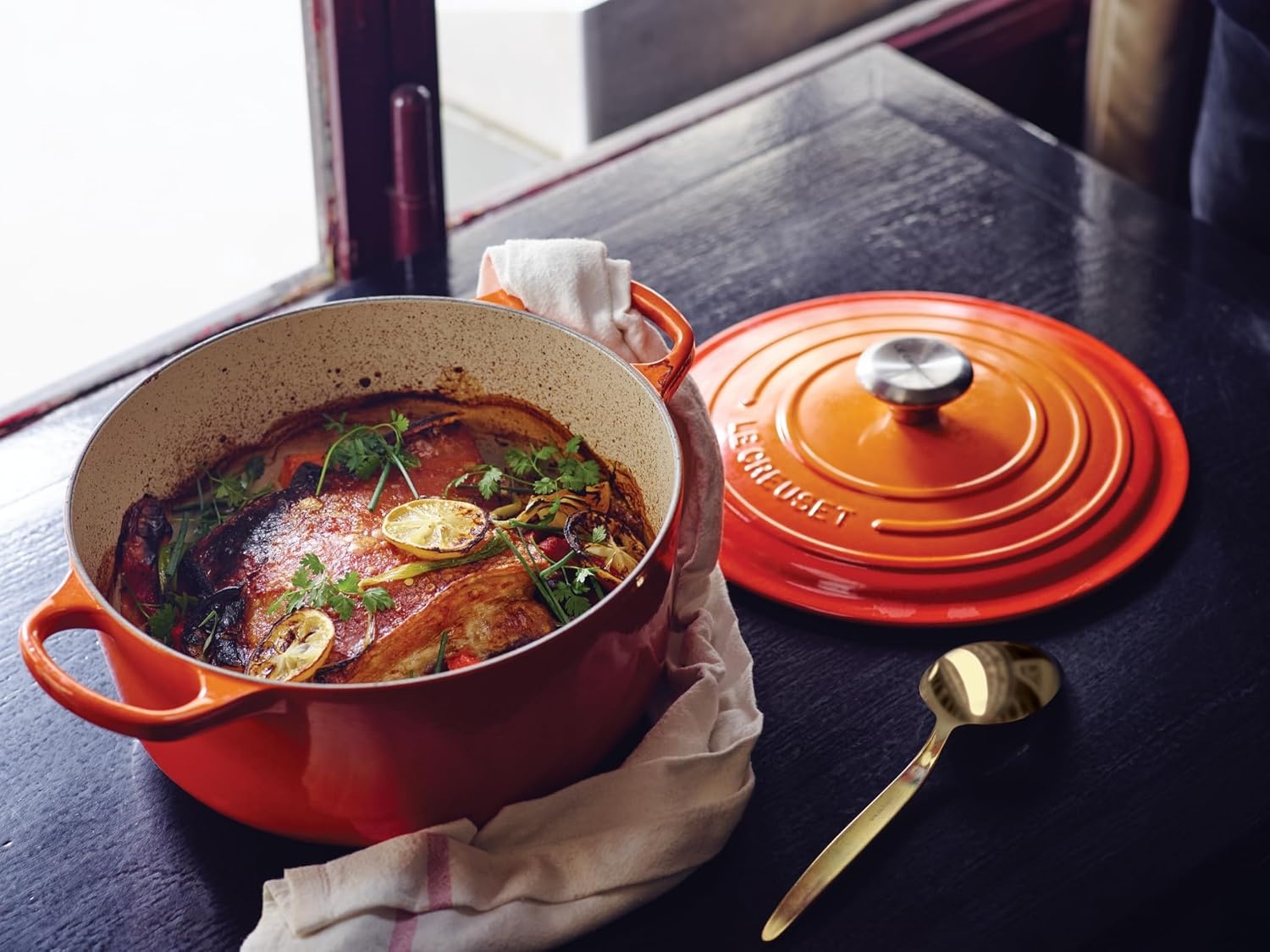 image:imageLe Creuset Enameled Cast Iron Signature Round Dutch Oven 725 qt ArtichautFlame