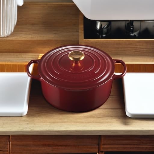 image:imageLe Creuset Enameled Cast Iron Signature Round Dutch Oven 725 qt ArtichautGarnet