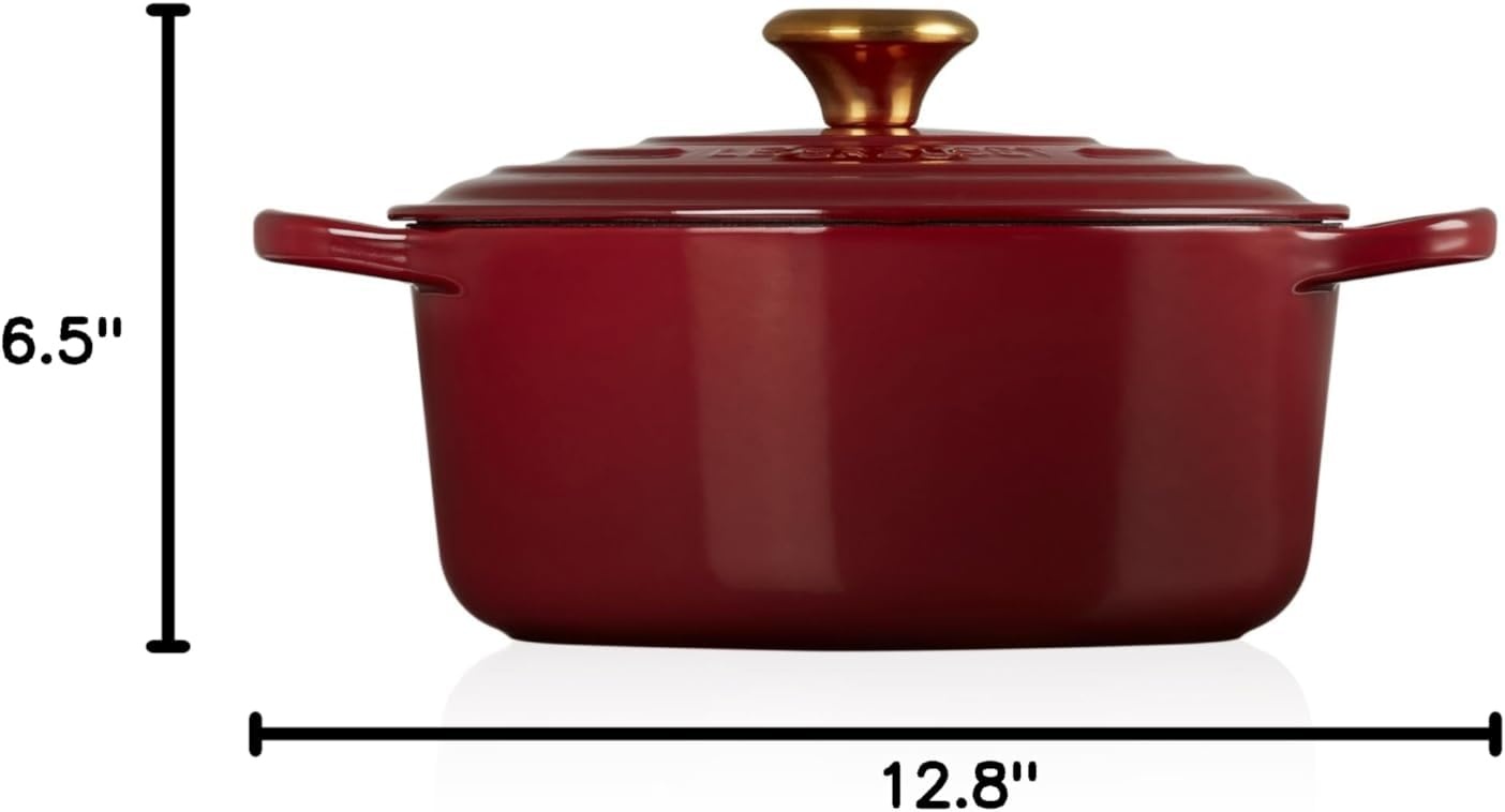 image:imageLe Creuset Enameled Cast Iron Signature Round Dutch Oven 725 qt ArtichautGarnet