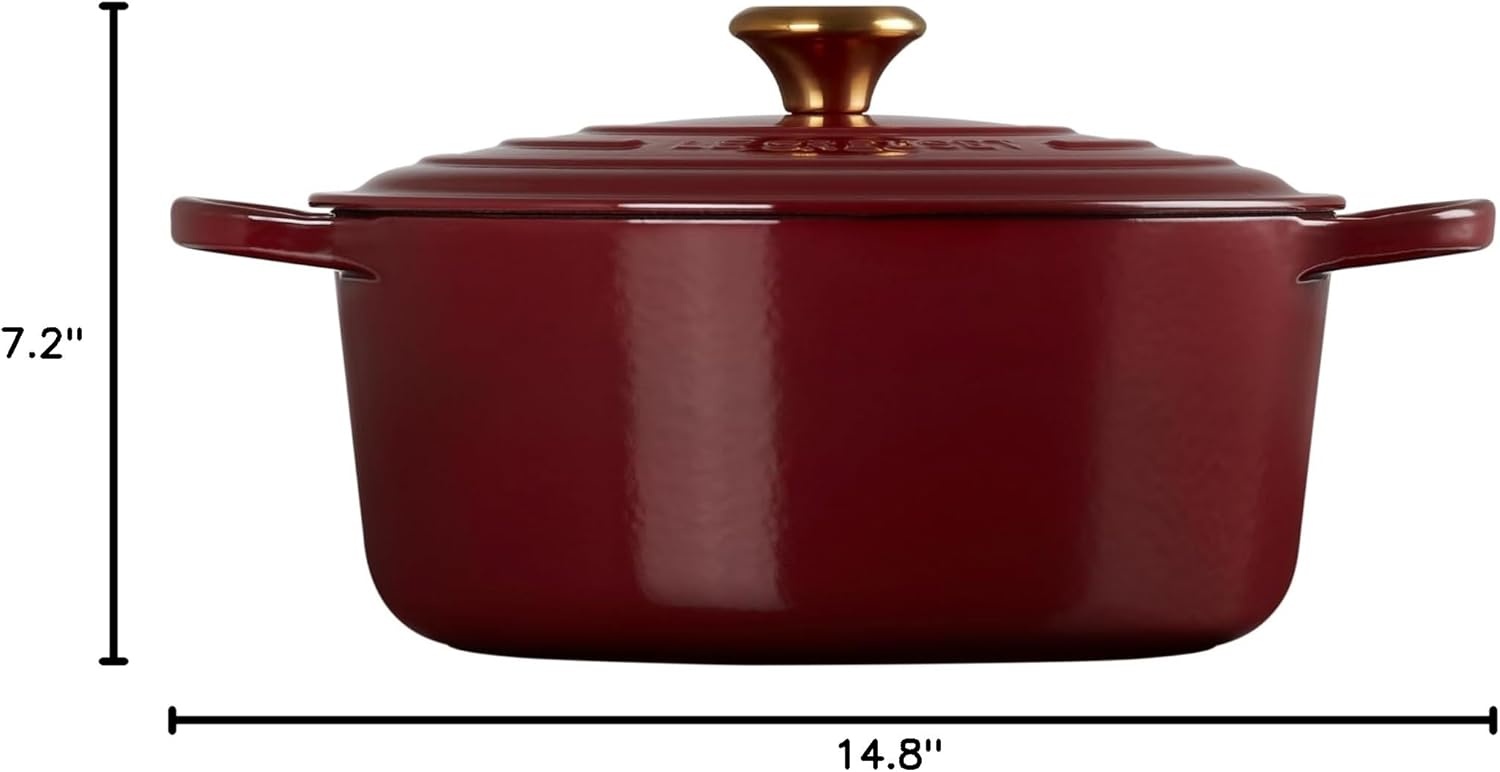 image:imageLe Creuset Enameled Cast Iron Signature Round Dutch Oven 725 qt ArtichautGarnet