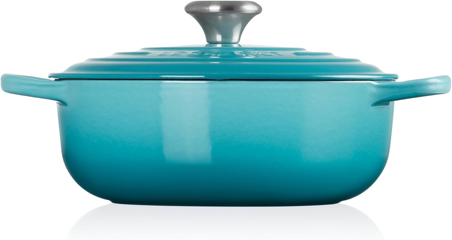 image:imageLe Creuset Enameled Cast Iron Signature Round Sauteuse 35 qt OliveCaribbean