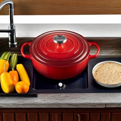 image:imageLe Creuset Enameled Cast Iron Signature Round Sauteuse 35 qt OliveCerise