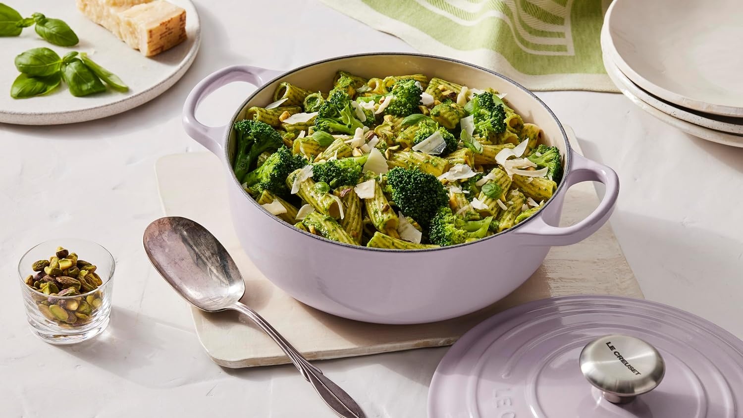 image:imageLe Creuset Enameled Cast Iron Signature Round Sauteuse 35 qt OliveFlame