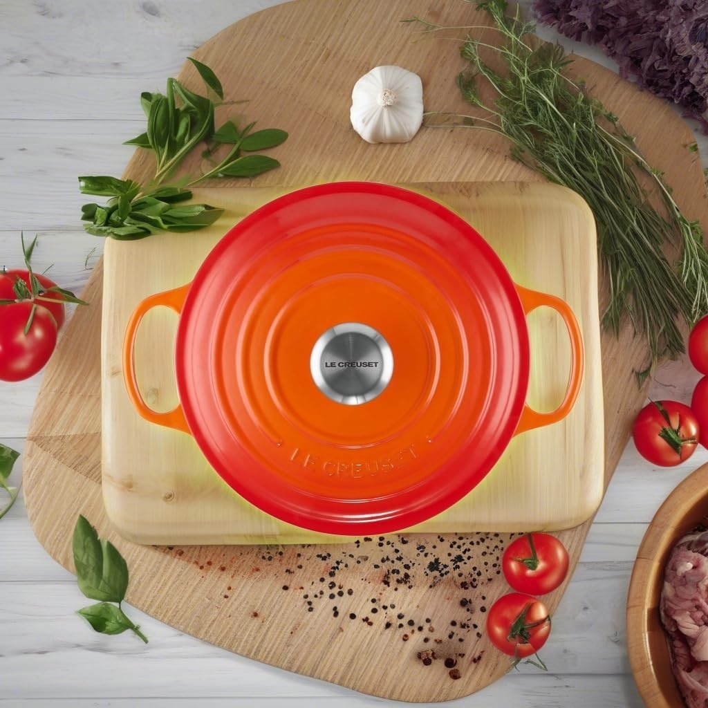 image:imageLe Creuset Enameled Cast Iron Signature Round Sauteuse 35 qt OliveFlame