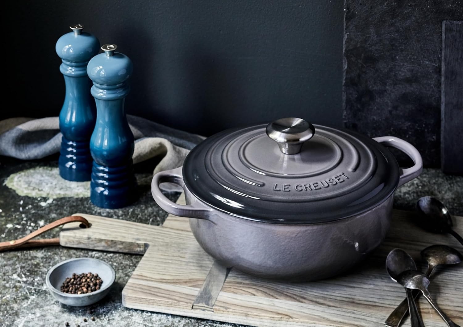 image:imageLe Creuset Enameled Cast Iron Signature Round Sauteuse 35 qt OliveOyster