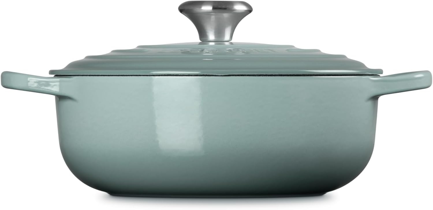 image:imageLe Creuset Enameled Cast Iron Signature Round Sauteuse 35 qt OliveSea Salt