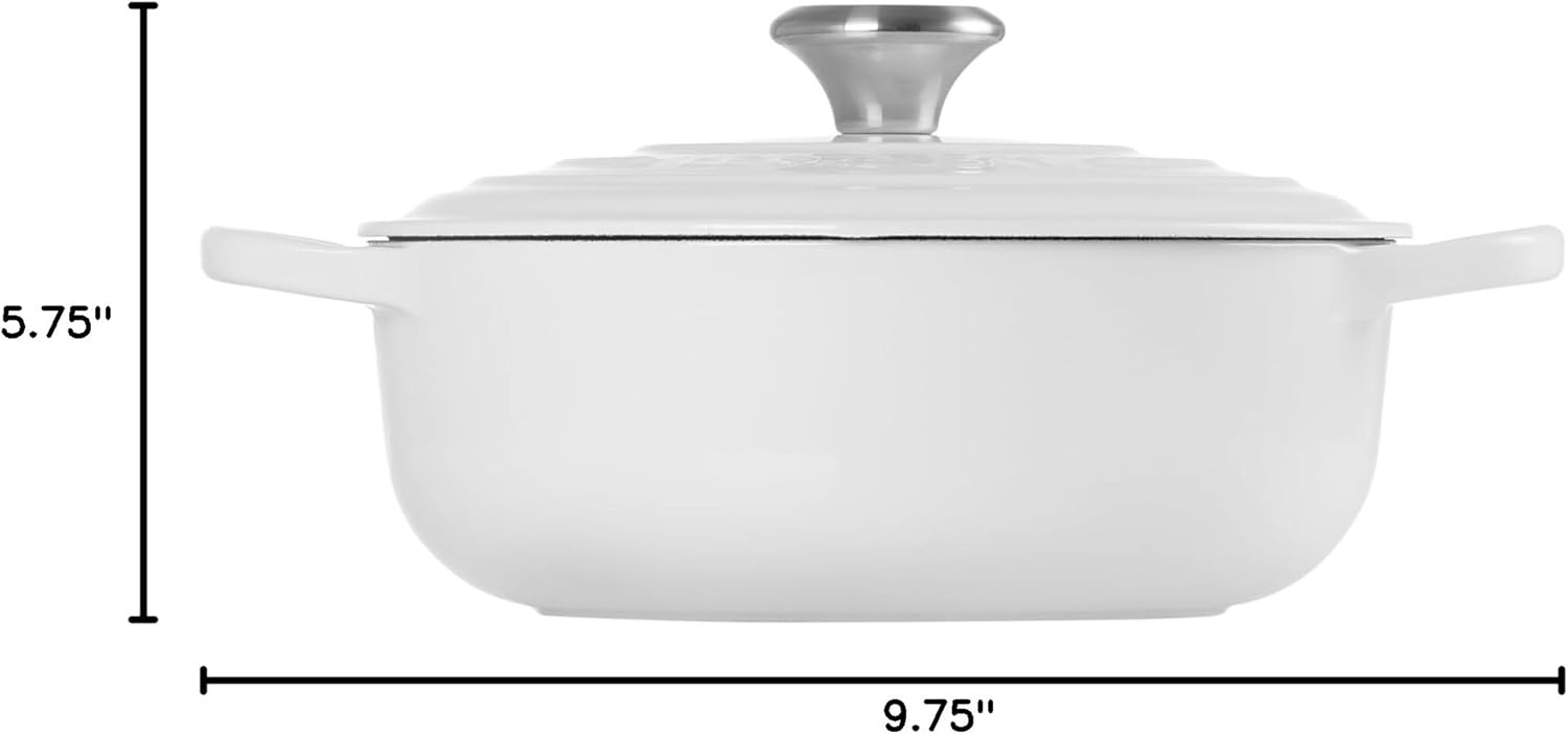 image:imageLe Creuset Enameled Cast Iron Signature Round Sauteuse 35 qt OliveWhite