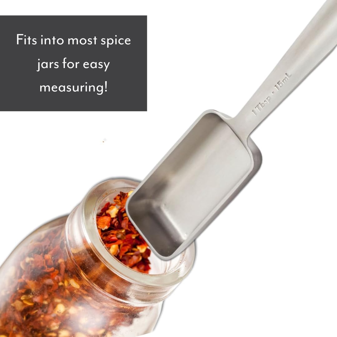image:imageSur La Table Stainless Steel Measuring Spoons Set 6 Slim Narrow Spoons Fit Spice Jars tsp to 1 tbsp with EasyOpen Ring Dishwasher
