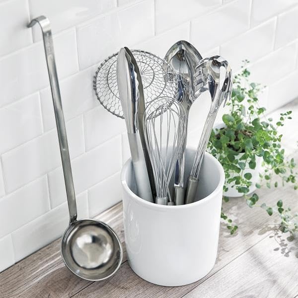 image:imageSur La Table White Porcelain Utensil Crock Countertop Holder for Cooking Tools Classic Kitchen Organizer Dishwasher Minimalist Design Matches Any Decor