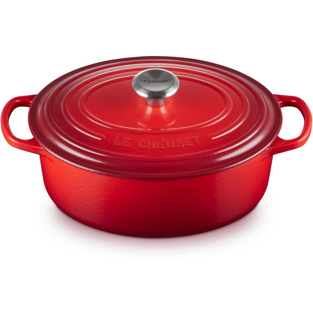 image:imageLe Creuset Enameled Cast Iron Signature Oval Dutch Oven 8 qt WhiteCerise