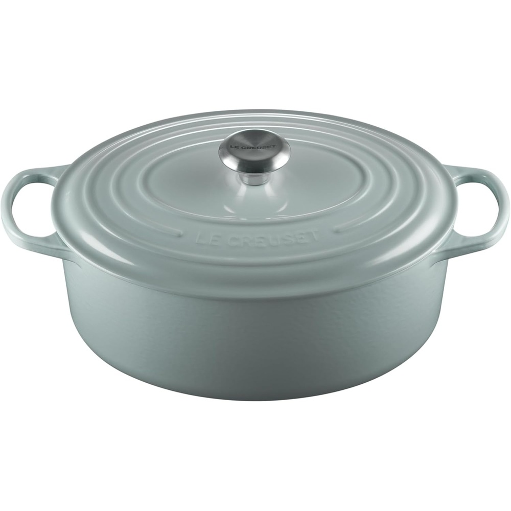 image:imageLe Creuset Enameled Cast Iron Signature Oval Dutch Oven 8 qt WhiteSea Salt